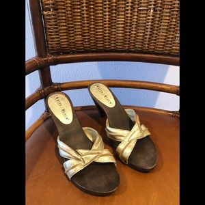 WHBM Gold Heels Size 8